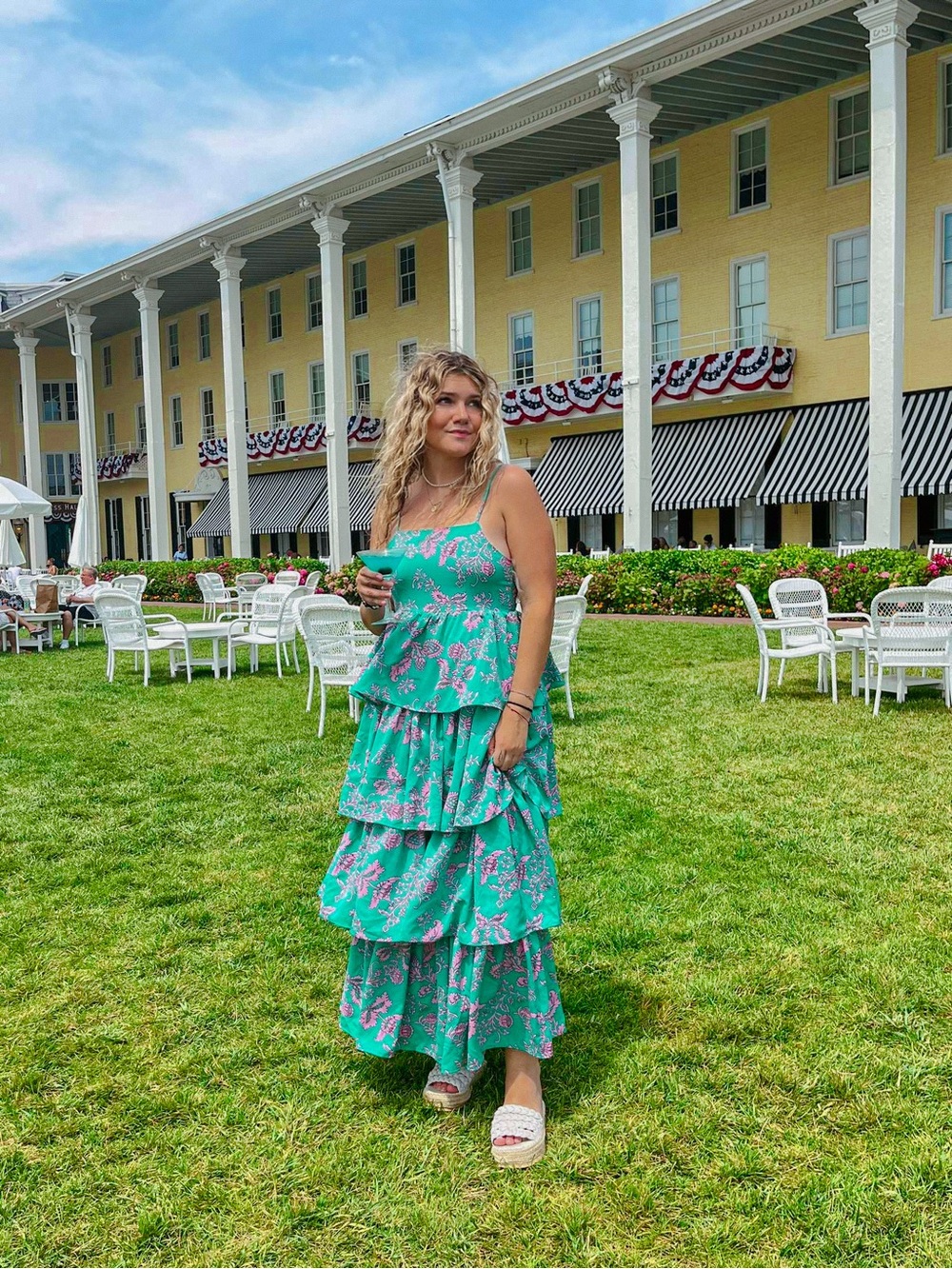 entro Pink Floral Print on Teal Dress